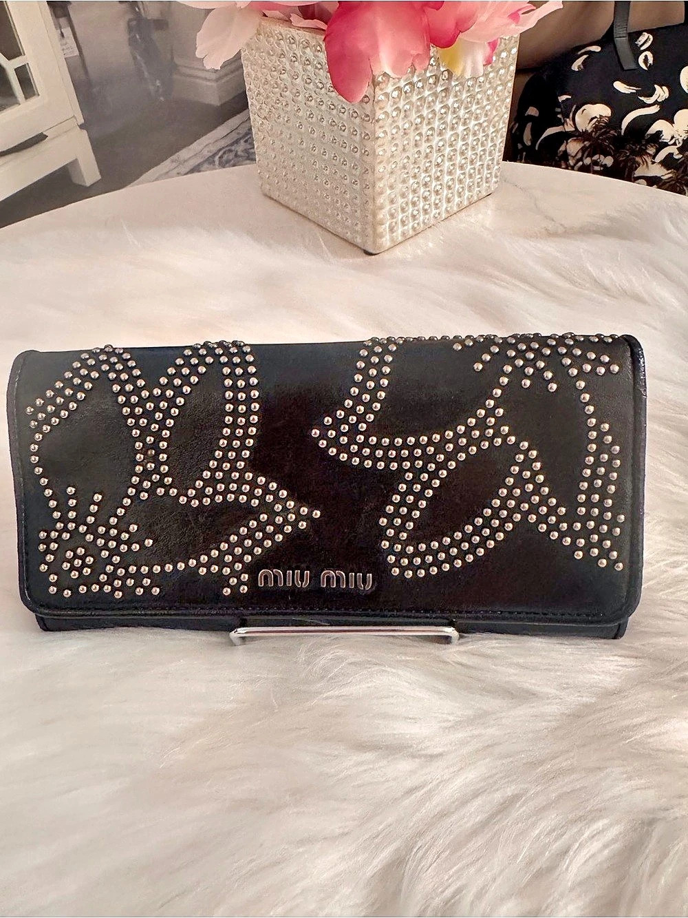 Miu Miu Black Studded leather Wallet - Picture 2 of 16